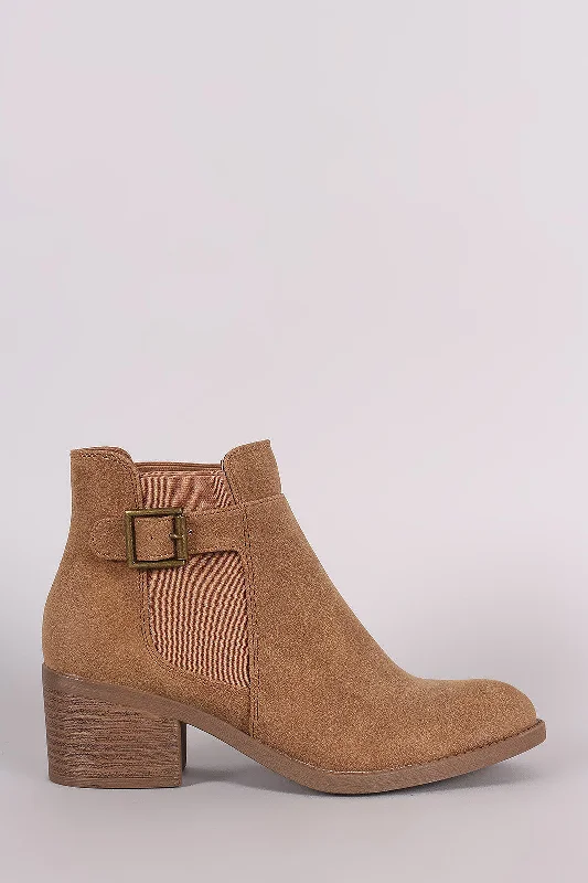 Qupid Buckled Elastic Gore Western Booties