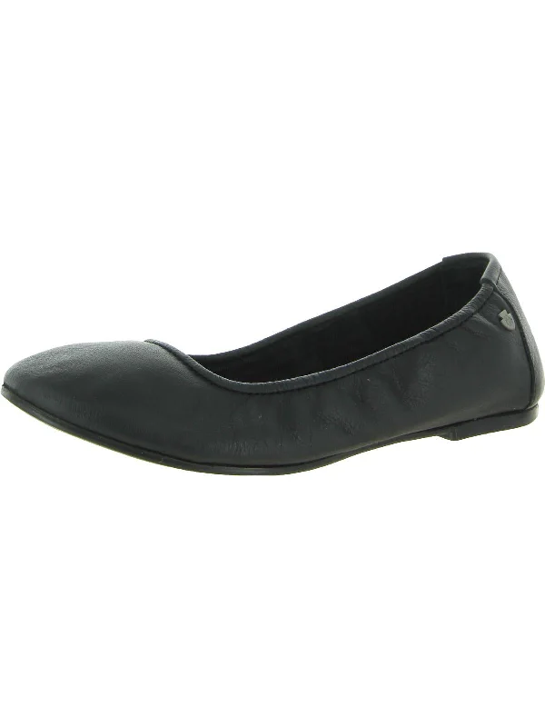 Anna Womens Leather Round Toe Ballet Flats