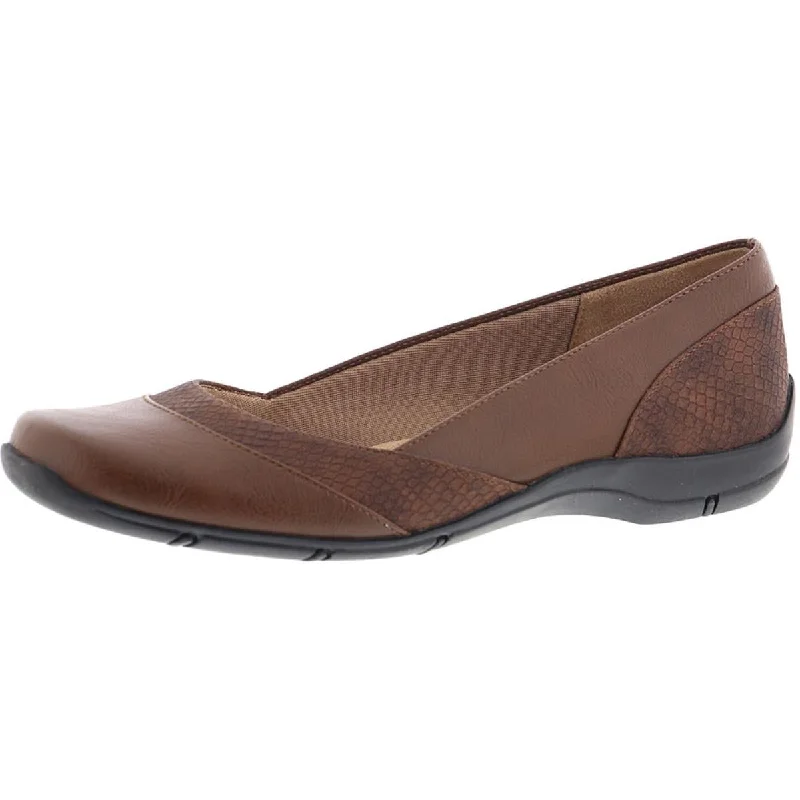 Deja Vu Womens Faux Leather Flats