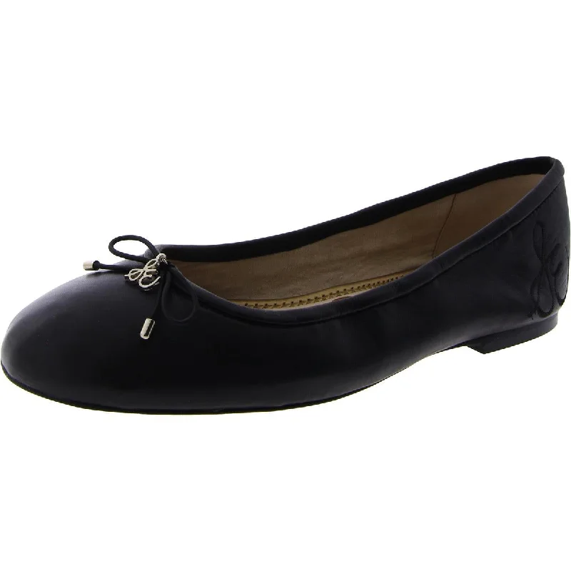 Felicia Womens Leather Embellished Ballet Flats