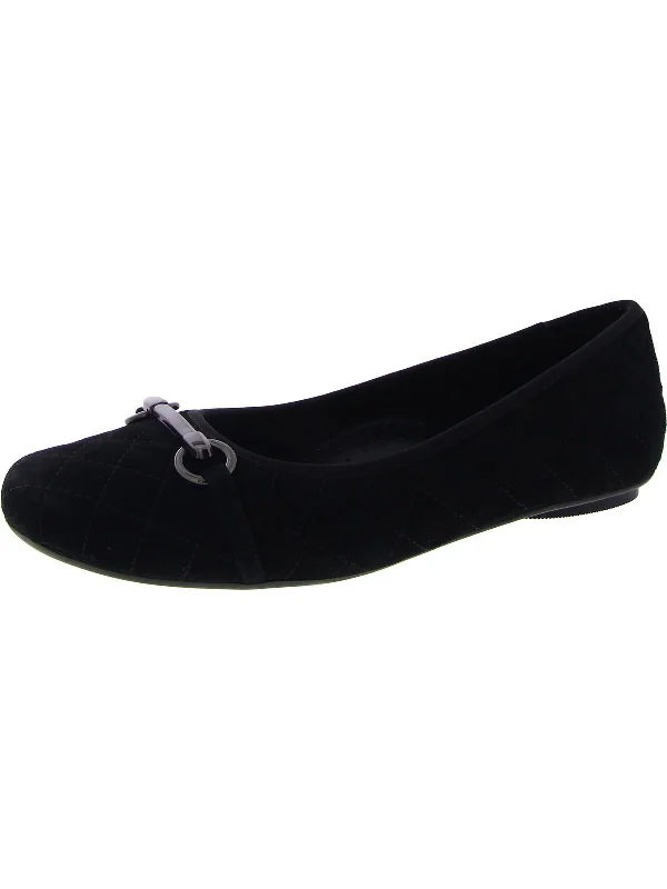 Womens Faux Suede Flat Ballet Flats