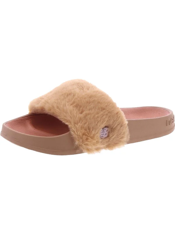 200 Fuzzies Womens Faux Fur Footbed Slide Sandals