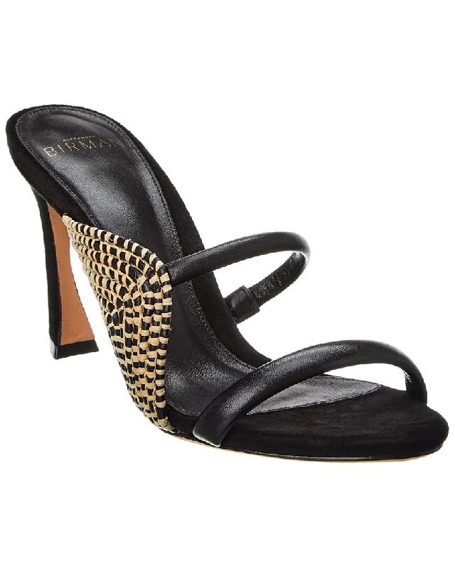 Alexandre Birman Marjorie 85 Leather & Straw Sandal