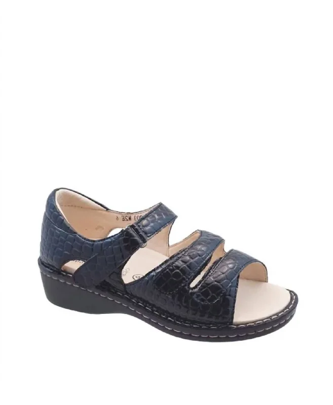 Andrea Velcro 3-Strap Sandal In Black