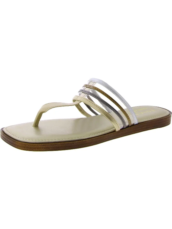 Antea Womens Faux Leather Slip-On Slide Sandals