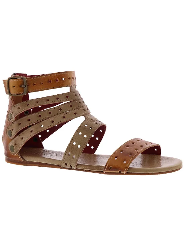 Artemis Womens Leather Distressed Gladiator Sandals