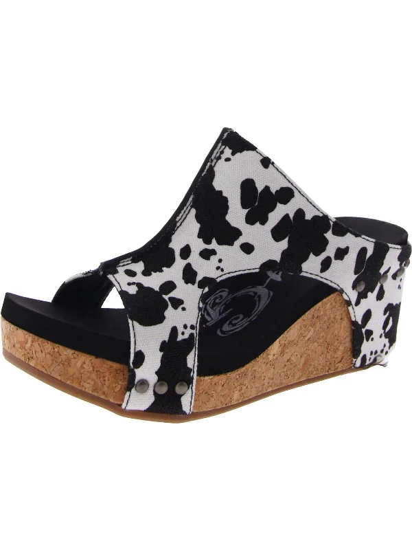 Besito Womens Printed Man Made Wedge Sandals