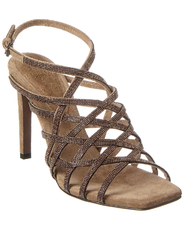 Brunello Cucinelli Precious Net Suede Sandal