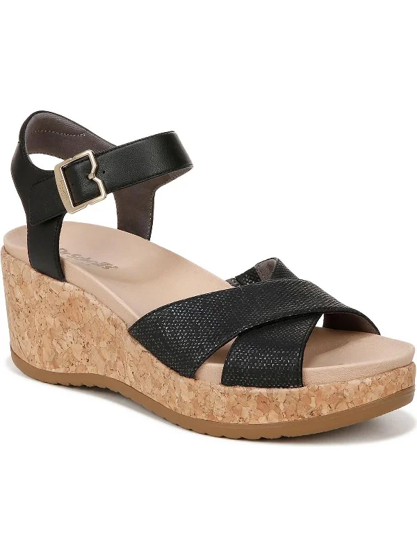 Citrine Sun Womens Faux Leather Slingback Wedge Sandals