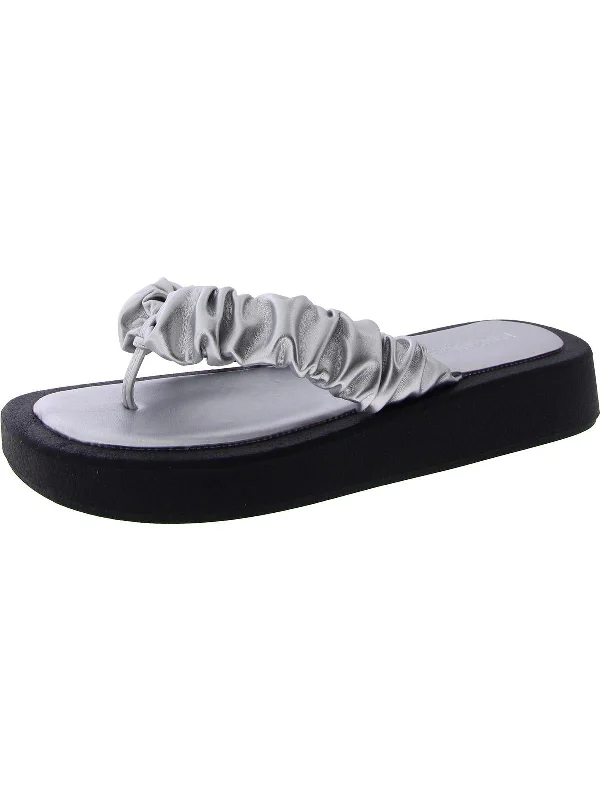 Club Miami Womens Faux Leather Thong Flip-Flops