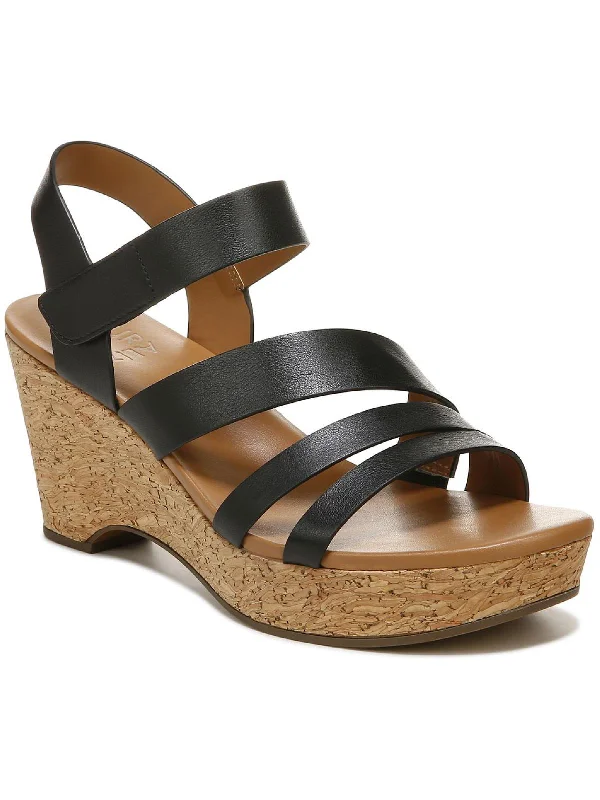 Cynthia Womens Leather Platform Wedge Sandals