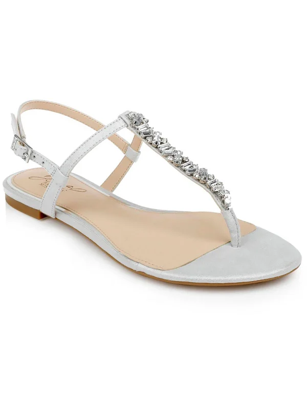 Dafina Womens Faux Leather Embellished Ankle Strap