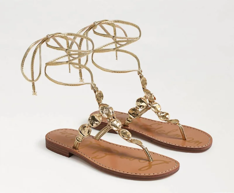 Deirdre Wrap Sandal In Metallic Gold