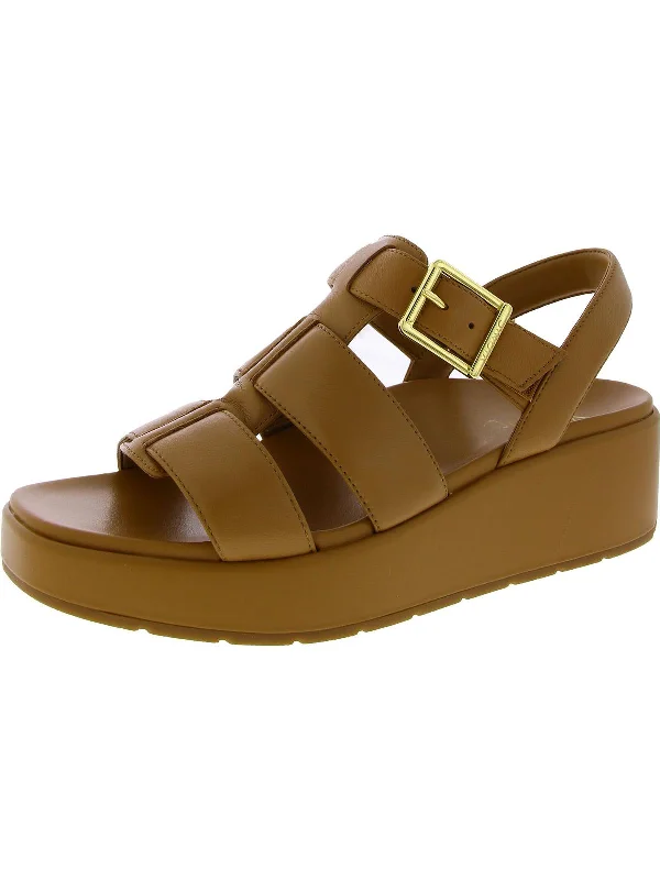 Delano Womens Leather Strappy Wedge Sandals