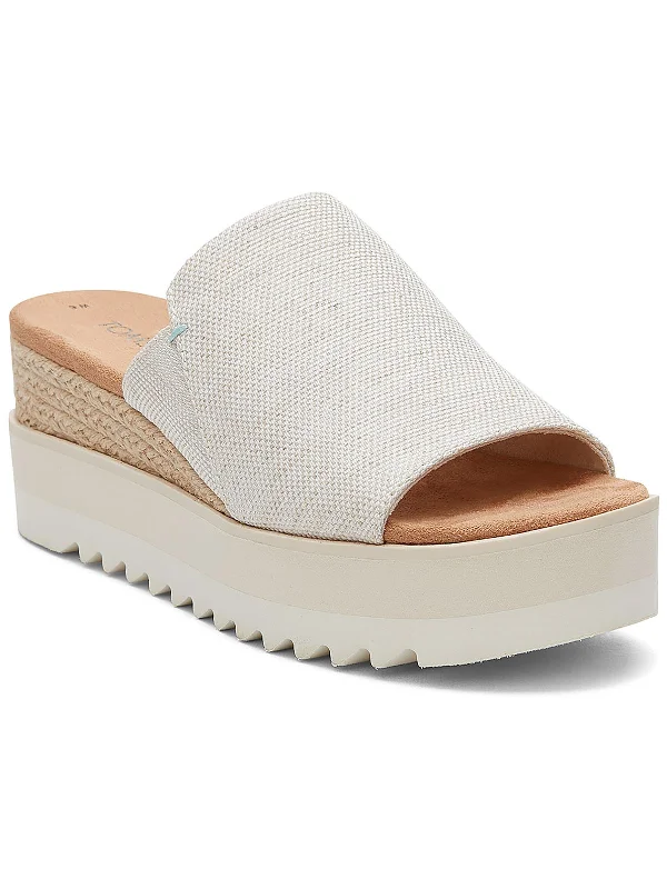 Diana Womens Canvas Slip On Wedge Sandals