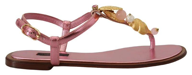 Dolce & Gabbana Chic  Leather Sandals with Exquisite Women's Embellishment