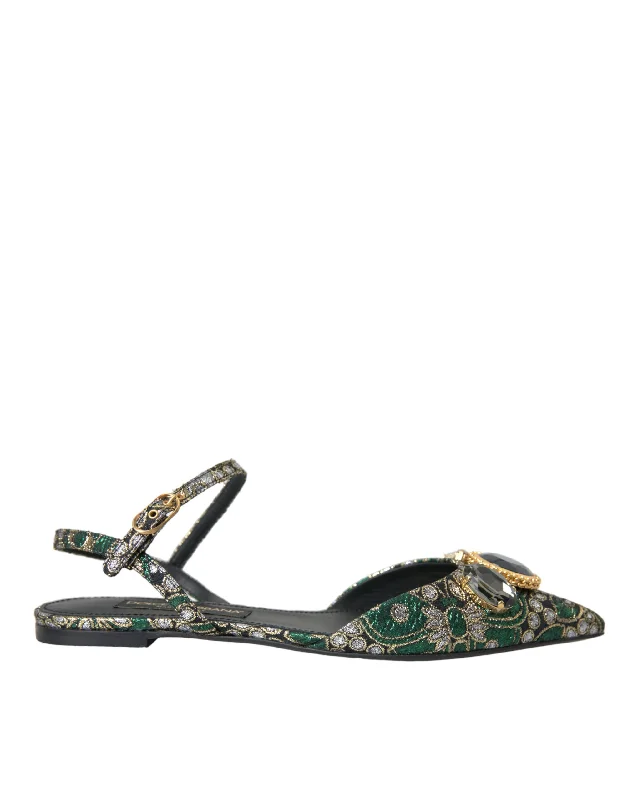 Dolce & Gabbana  Jacquard Crystal Slingback Sandals Women's Shoes