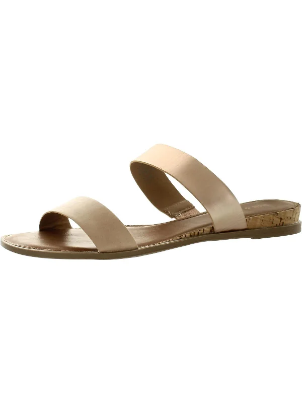 Easten Womens Metallic Slide Flat Sandals