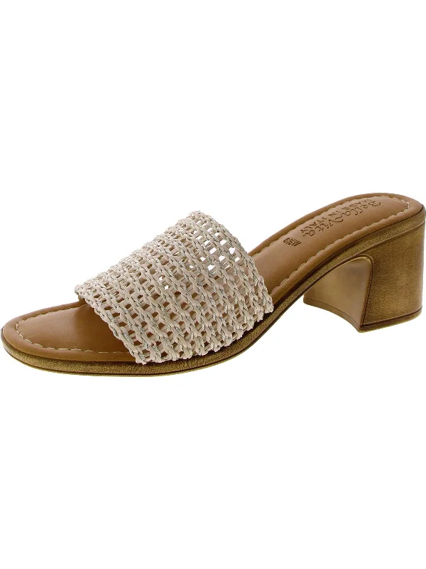 ENI Womens Woven Almond toe Block Heel