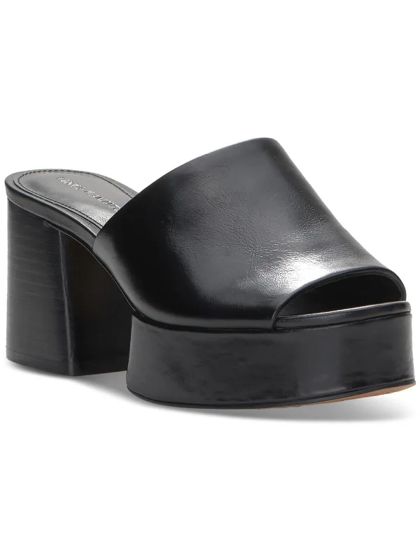 FESHANIA Womens Leather Block Heel