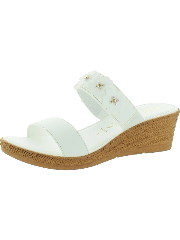 Frisbee Womens Patent Open Toe Wedge Sandals