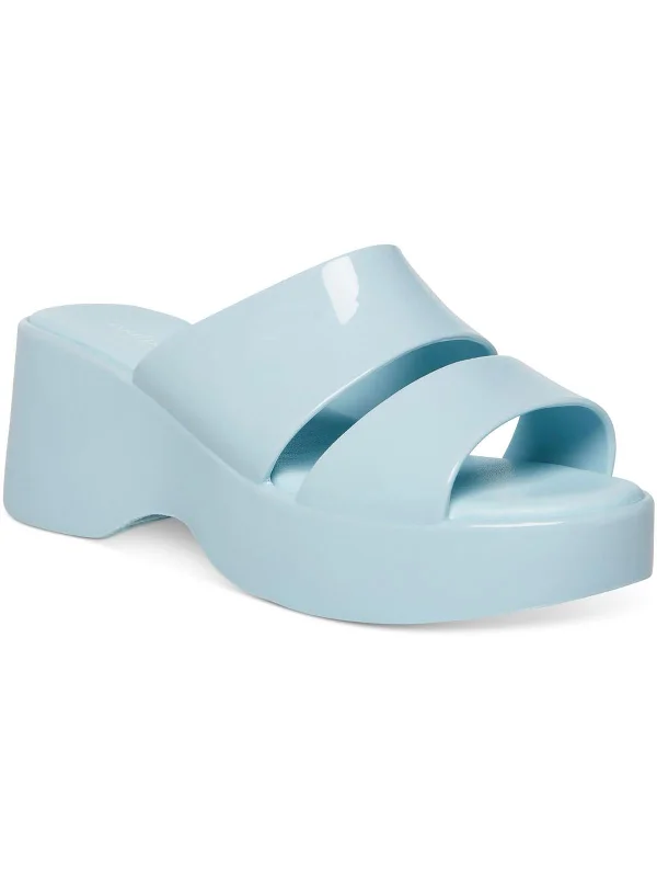 Glazee Womens Patent Jelly Wedge Sandals