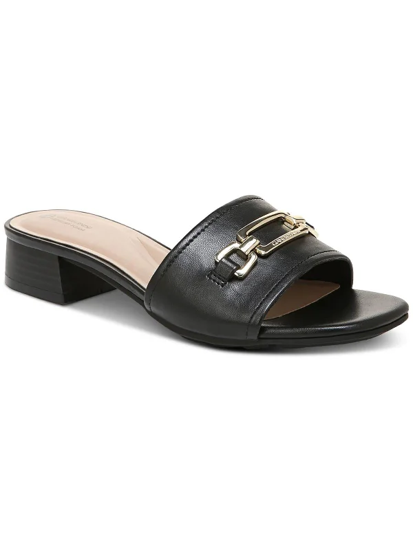 HYLTTON Womens Faux Leather Slide Sandals