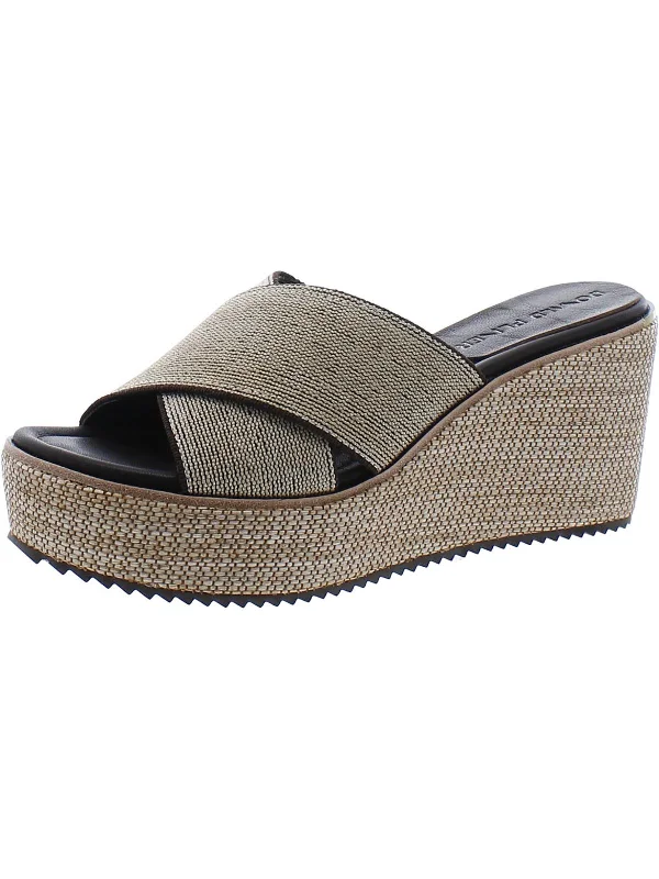 IDEAL Womens Slip On Open Toe Wedge Sandals