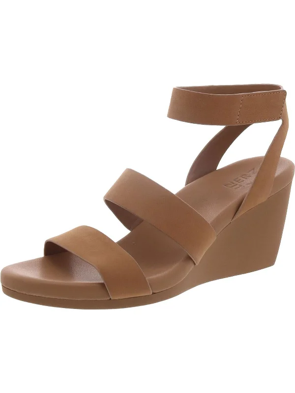 Ignite Womens Leather Ankle Strap Wedge Sandals