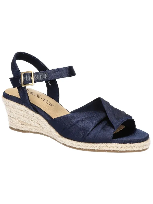 ISABETH Womens Thai Silk Peep Toe Wedge Sandals