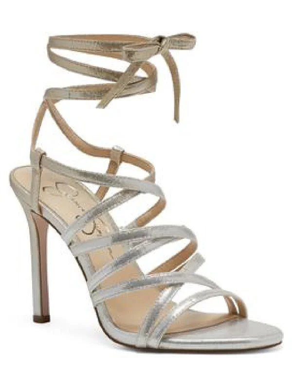 Jexilla Womens Metallic Strappy Heel Sandals