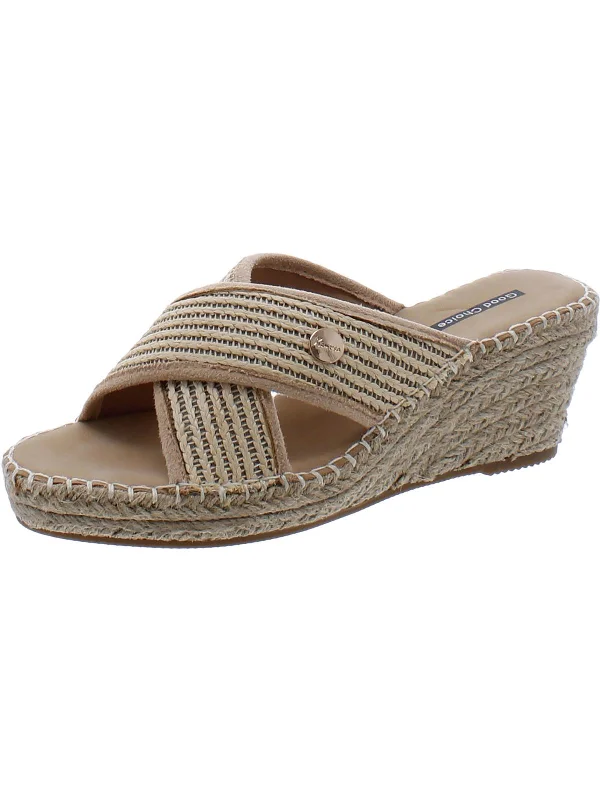 JIMMY Womens Slip On Open Toe Wedge Sandals