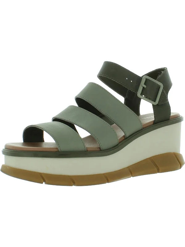 Joanie lll Womens Leather Peep Toe Wedge Sandals