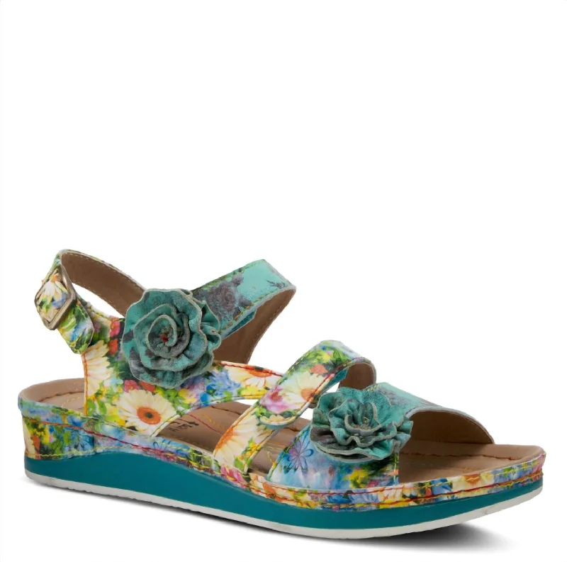 Joelina Dazi Adjustable Walking Sandal In Turquoise