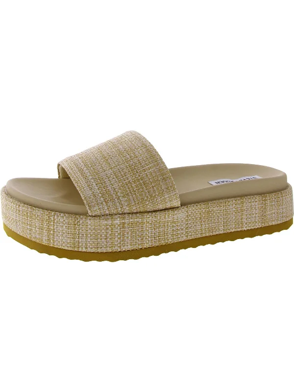 Kasper Womens Faux Leather Woven Slide Sandals