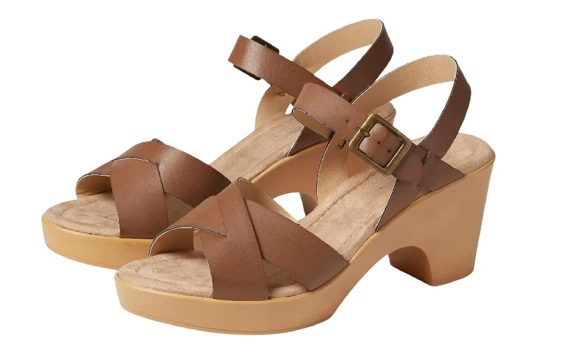 Lady Like Ankle Strap Platform Sandal In Brown