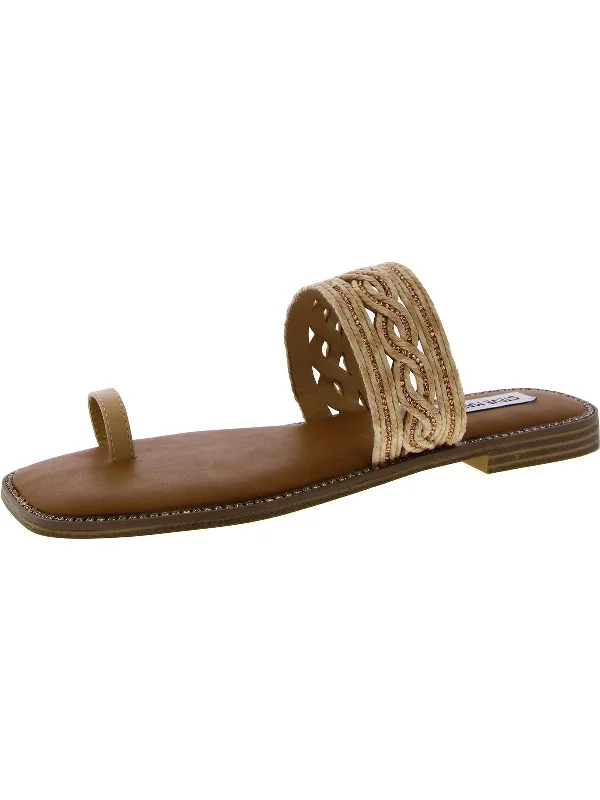 Laguna Womens Faux Leather Braided Slide Sandals