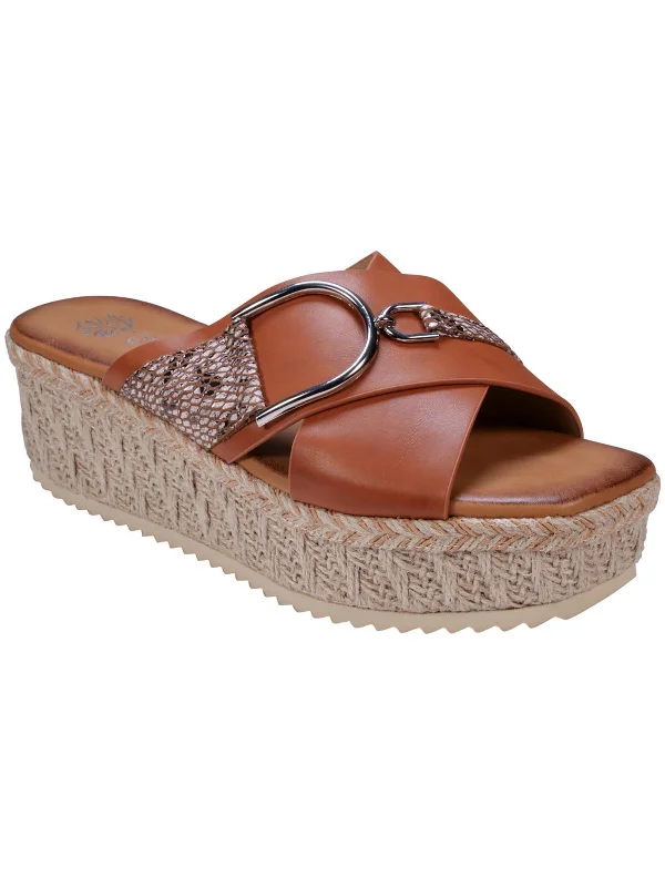 Lindsey Womens Faux Leather Espadrilles