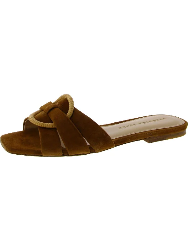 Madeira Womens Faux Suede Slip On Slide Sandals