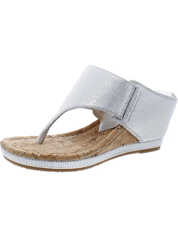 MALONE Womens Leather Slip On Wedge Sandals