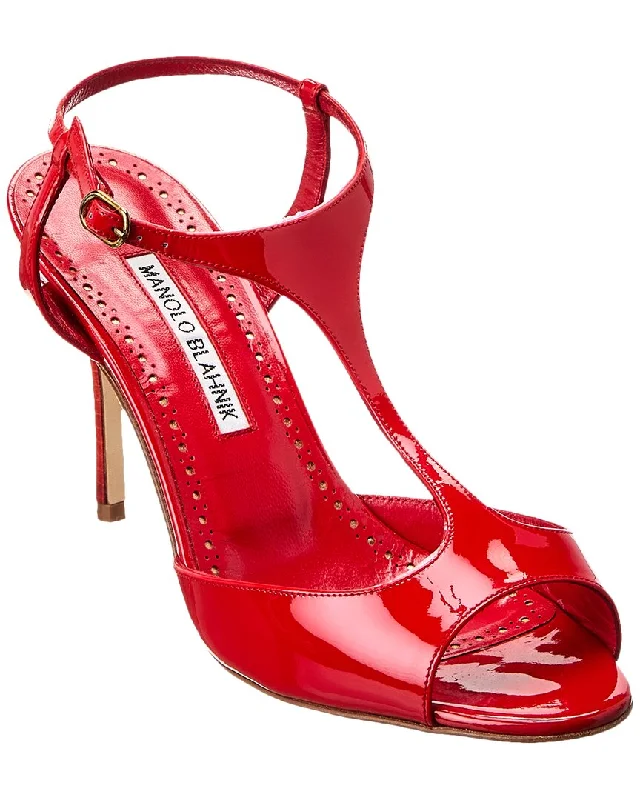 Manolo Blahnik Peronello 90 Patent Sandal