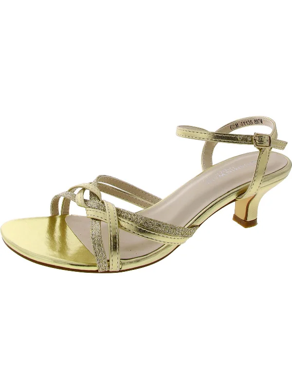 Mela Womens Metallic Ankle Strap Strappy Sandals