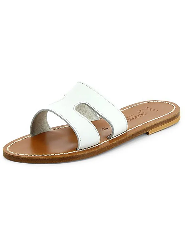 Menandre  Womens Leather Slip On Slide Sandals