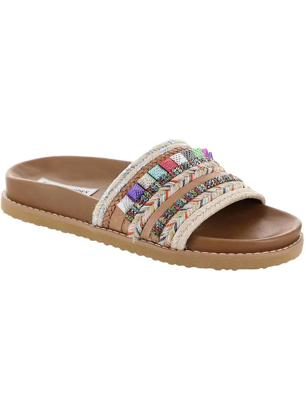 Milina Womens Leather Embellished Slide Sandals