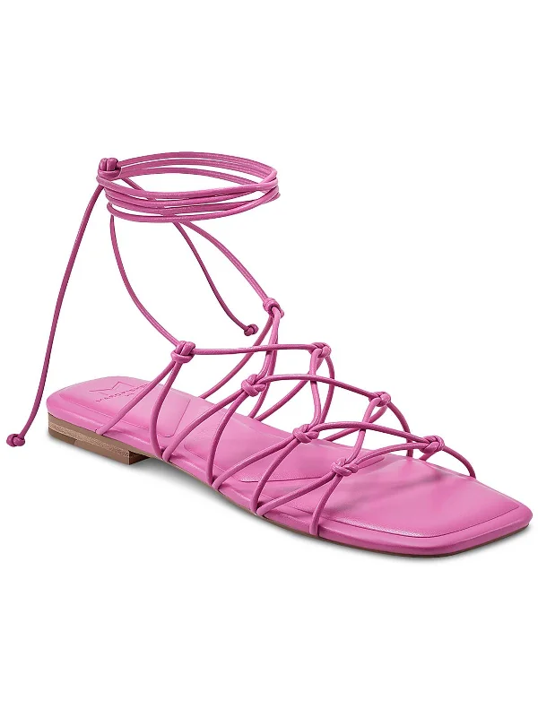 Monnie Womens Faux Leather Tie-Up Strappy Sandals