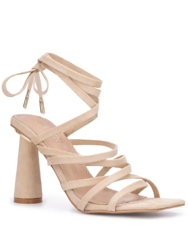 NIA Womens Faux Suede Square toe Strappy Sandals