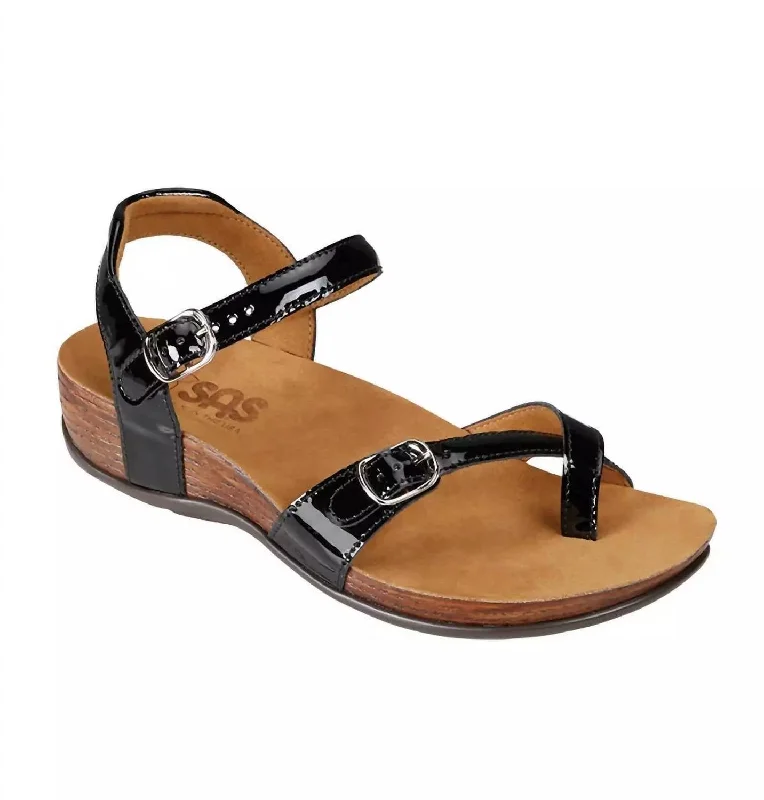 Pampa Sandal - Wide In Black Patent