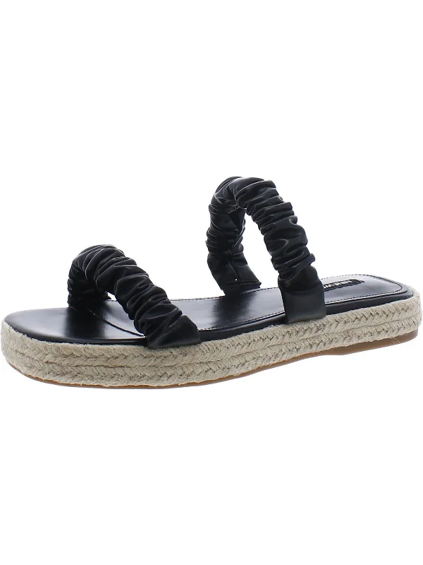 Peacock 3 Womens Faux Leather Espadrille Slide Sandals