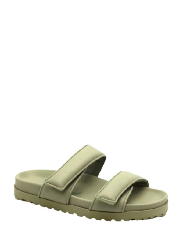 Perni 11 Double Strap Leather Platform Sandal In Sage