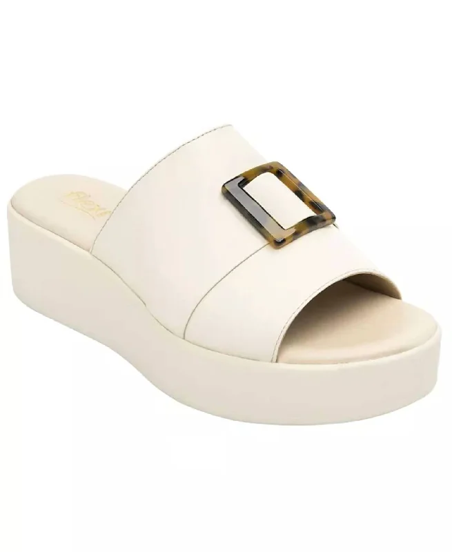 Platform Slide Sandals In Ivory